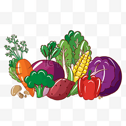 卡通蘑菇图片_卡通蔬菜组合