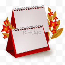 空白笔记图片_红色新年台历和花朵