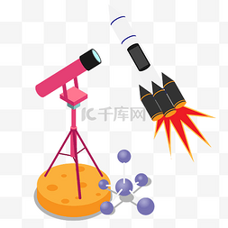 科学星球图片_天文望远镜天文宇宙星球火箭
