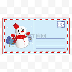 可爱圣诞小雪人明信片