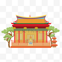 古风建筑寺庙矢量图