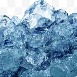 蓝色冰块和水
