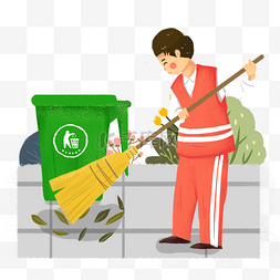 爱护环境清理垃圾的环卫工人素材