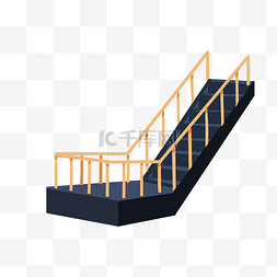 黄色护栏楼梯插画
