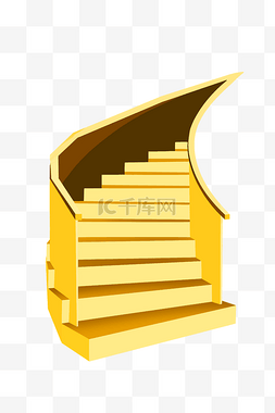 黄色的立体楼梯插画