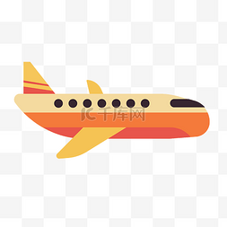 卡通飞机小图片_橘黄色的飞机装饰插画
