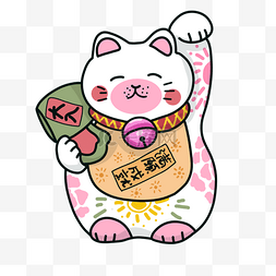 日本卡通招财猫图片_招财运气花纹日本卡通招财猫