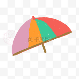 手绘卡通彩色的太阳伞免扣元素