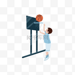 篮球图片_玩篮球的小男孩手绘png免抠素材