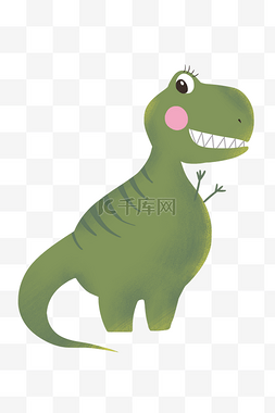 尾巴长卡通图片_可爱的绿色恐龙