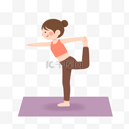 瑜伽手绘瑜伽小人图片_做瑜伽女孩健身锻炼