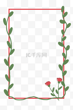 红色卡通花朵图片_母亲节康乃馨花朵边框