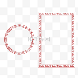 圆形回形纹图片_红色复古中国装饰框