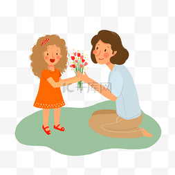 女儿在母亲节给妈妈献花