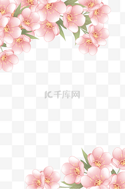 樱花线性元素图片_小清新樱花边框春天