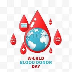 世界献血日创意血滴地球