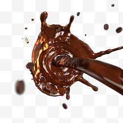 咖啡豆液体图片_倾倒的咖啡液体3d元素