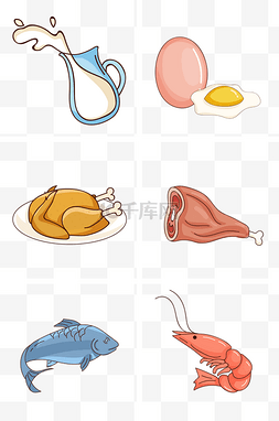 虾手绘图片_含蛋白质食物