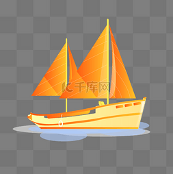 一艘橙色帆船