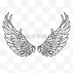 天使的翅膀图片_线条可爱手绘简约鸟儿翅膀