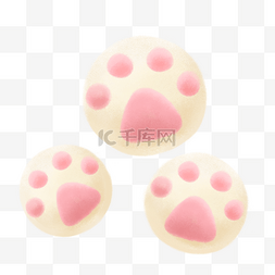 粉色猫爪棉花糖