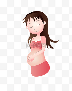 彩色卡通手绘孕妇