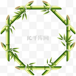 bamboo tree 绿色竹子和竹叶装饰边框