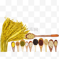 勺子黄色图片_黄色麦子和豆类