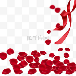 浪漫唯美玫瑰图片_浪漫彩带与玫瑰花瓣