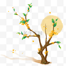 黄色桂花树枝