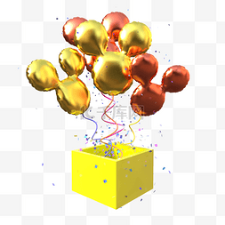 C4D米奇热气球礼盒