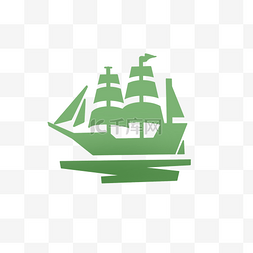 锚船图片_绿色帆船图标