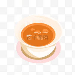 茶杯中式图片_卡通扁平化中式茶杯