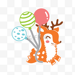 svg彩色气球与奔跑小鹿