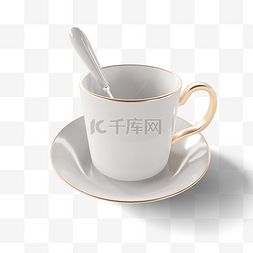白金陶瓷咖啡杯3d元素