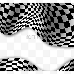 格子旗图片_黑白曲线格子赛车边框