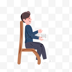 卡通男孩坐在枯椅子上免抠图