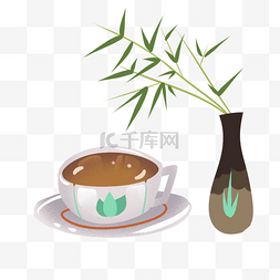 清明节茶杯茶具png免扣