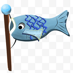 蓝色的卡通日本鱼旗