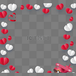 爱情热气球卡通图片_情人节浪漫爱情纸飞机边框