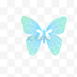 蓝色透明羽翼蝴蝶图案
