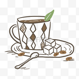 树叶图片_线描食物咖啡咖啡豆食物叶子