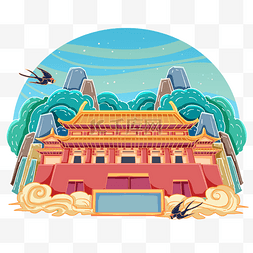地标建筑北京图片_国潮中国风建筑故宫装饰旅游地标