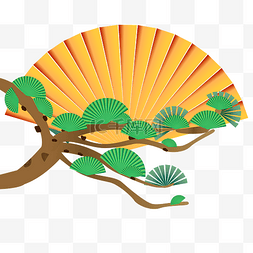 松树古代中国风装饰扇子