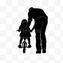 孩子骑父亲图片_父亲孩子骑车子手绘剪影装饰图案
