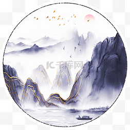 中国风山水水墨简约装饰画