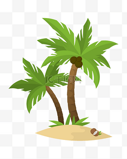 卡通绿色树木椰子树