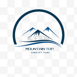 简易logo图片_简易蓝色山脉创意图