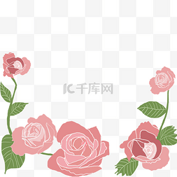 粉色手绘边框花图片_手绘玫瑰花花藤结婚请柬边框