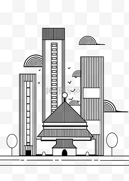 城市建筑线描图片_线描重庆城市建筑